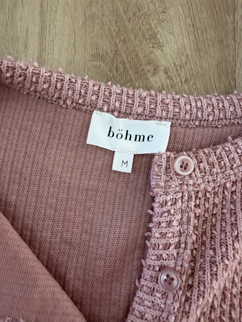 Soft Pink Textured Button-Front Cardigan - Picture 5 of 7